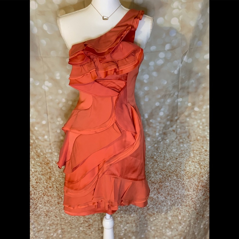 BCBG Jonesey Ruffle One Shoulder Cocktail …